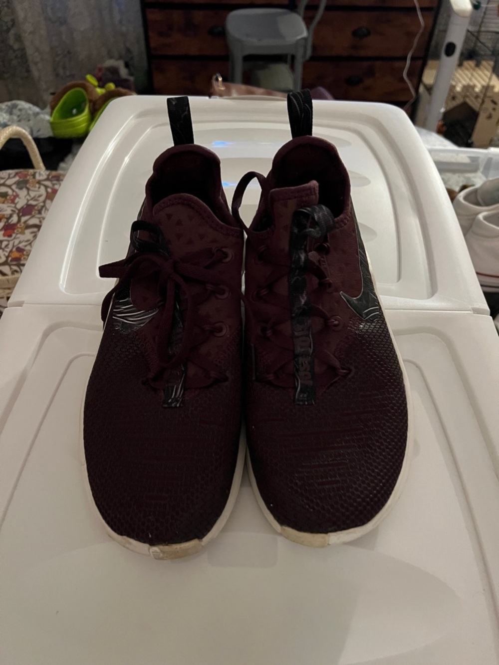 Nike Burgundy Knit Sneakers with Black Accents